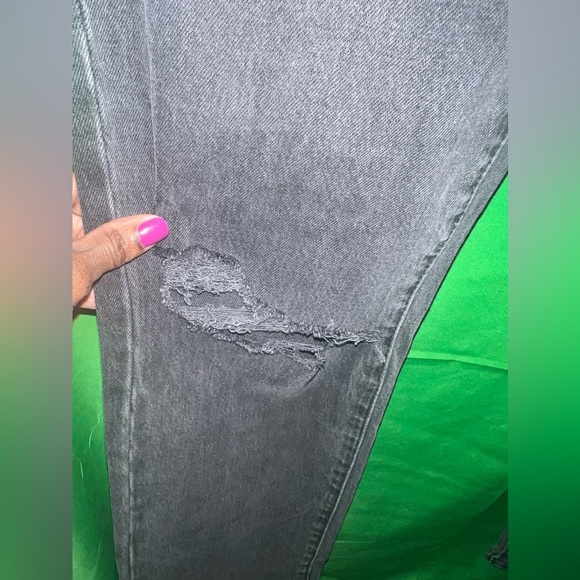 NWT Rollas High Rise Original Straight Brad Black Worn Jeans size 27 - Picture 6 of 11